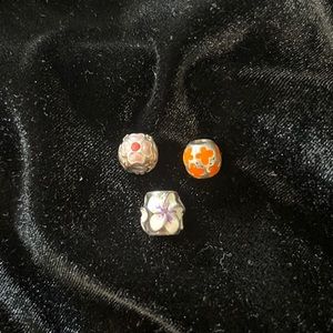 Pandora enamel flower charms set of 3